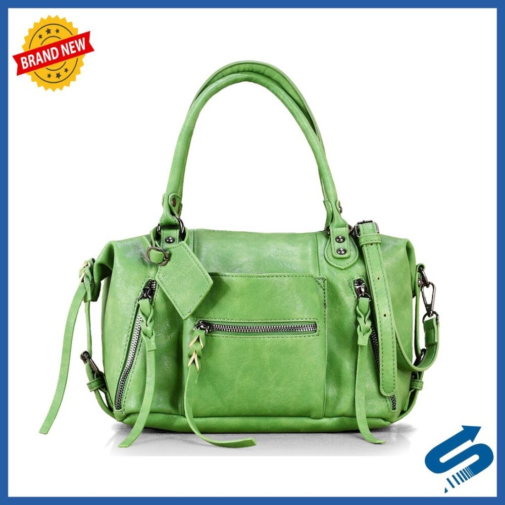 Vegan Leather Mini Tote Bag with Adjustable Straps, Zipper Closure
